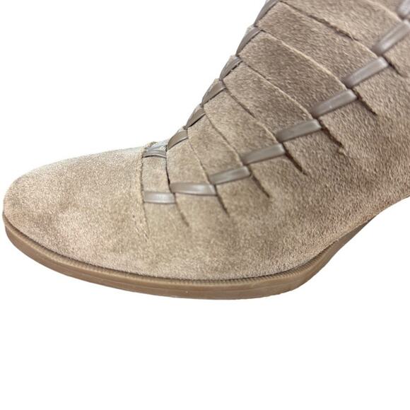 Franco Sarto Destiny Leather Suede Woven Chunky High Heels Shoes Booties sz 9.5 - Picture 5 of 16